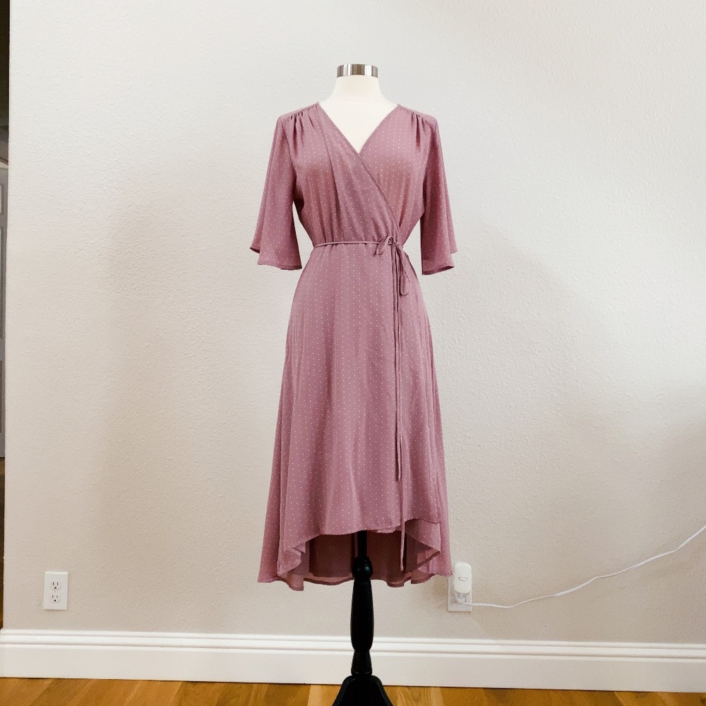 Lulu's wrap pink dress